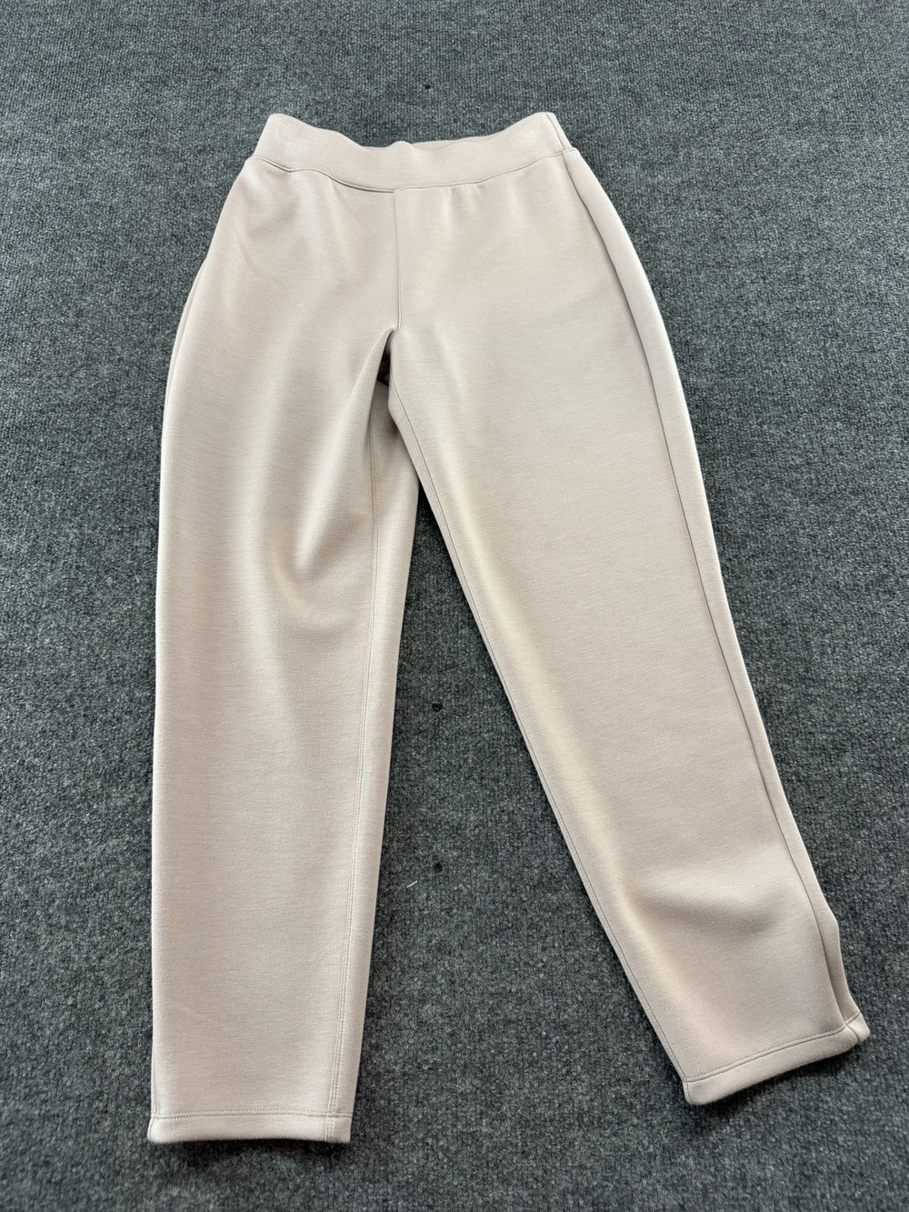 Spanx Pants Womens Small Beige Ponte Tapered Elastic Waist Dress Office Work